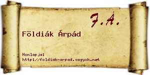 Földiák Árpád névjegykártya